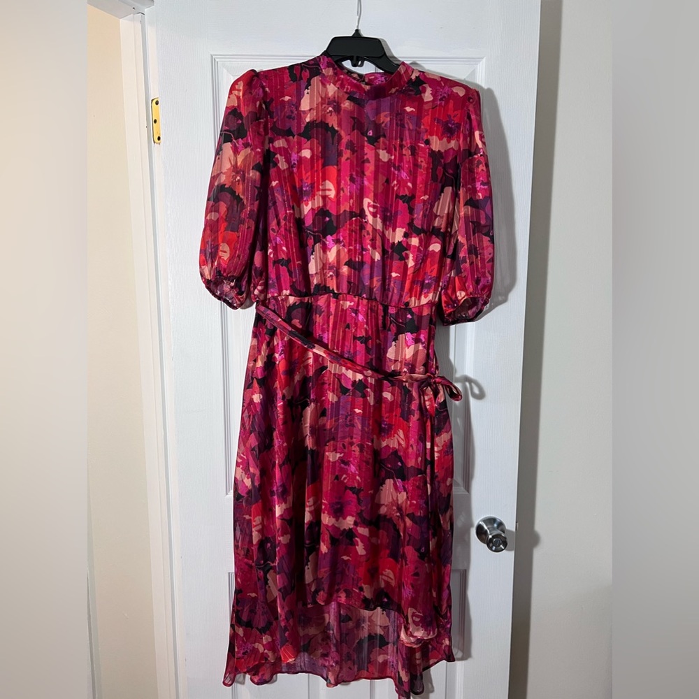 Red floral high-low dress
